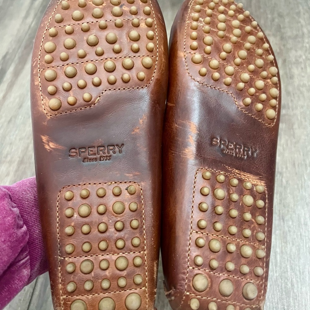 SPERRY gold cup meridian Brown Leather Slip-On Loafers /Moccasin Stitching 9.5 - Picture 3 of 7